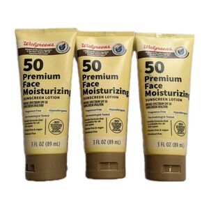 (3) NEW Walgreens 50 Premium Face Moisturizing Sunscreen Lotion 3 Fl Oz Each
